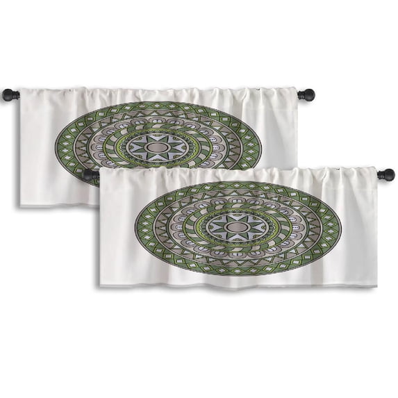 LALILO Kitchen Curtain Valance Flower Mandala Vintage Rod Pocket Window Curtain 52"x 18" Set of 2