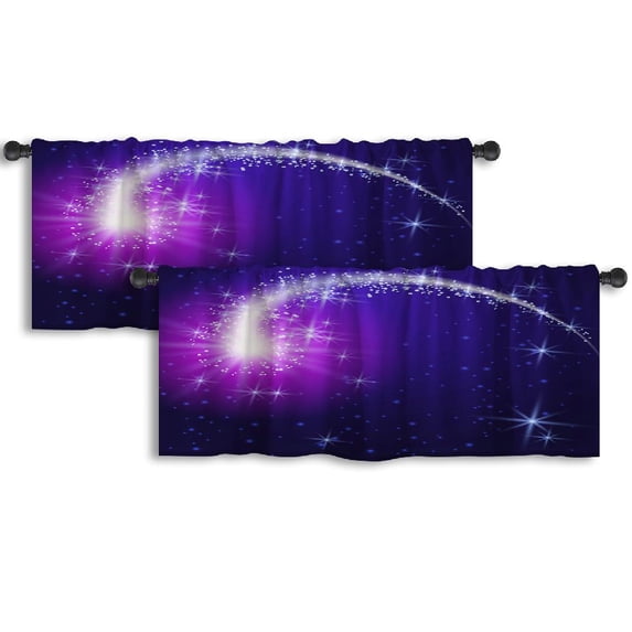 LALILO Kitchen Curtain Valance Flying With Tail Light Sparkle Rod Pocket Window Curtain 52"x 18" Set of 2