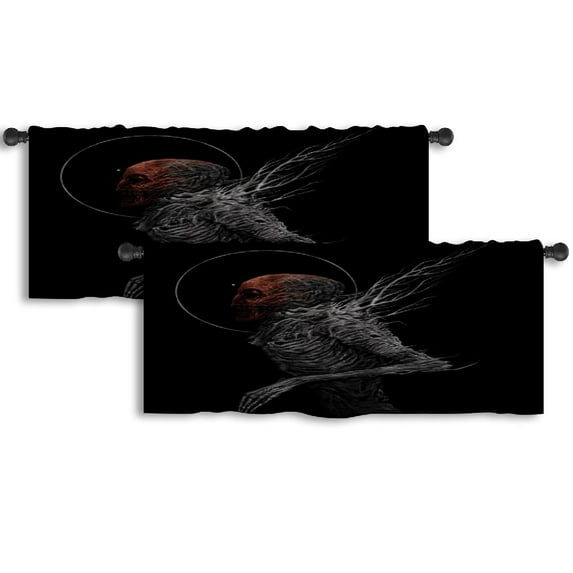LALILO Kitchen Curtain Valance Forest Magic Character Old Tree Rod Pocket Window Curtain 52"x 18" Set of 2