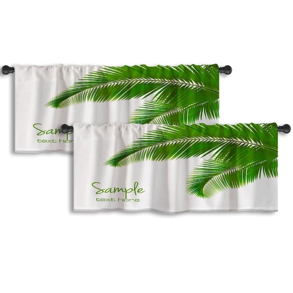 LALILO Kitchen Curtain Valance Green Jungle Natural With Rod Pocket Window Curtain 52"x 18" Set of 2