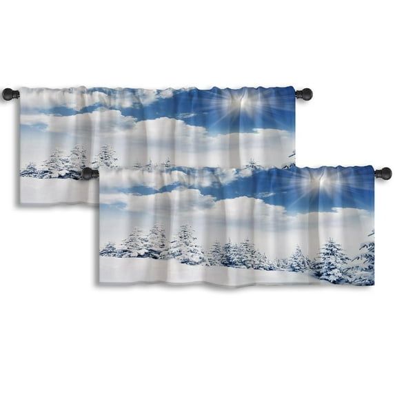 LALILO Kitchen Curtain Valance Green Nasa Green Galaxy Space Rod Pocket Window Curtain 52"x 18" Set of 2