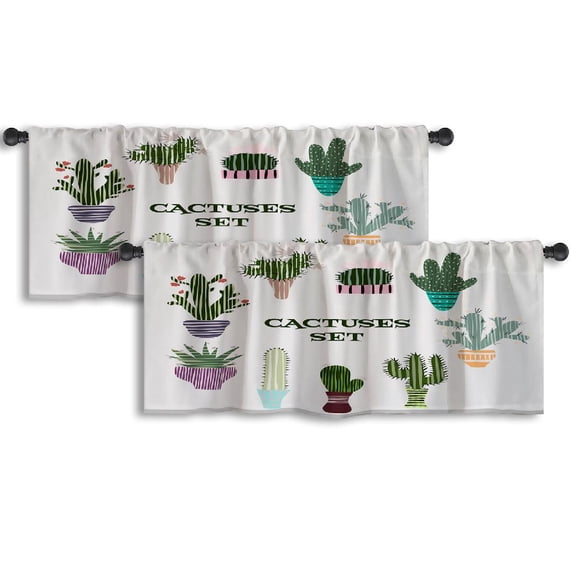 LALILO Kitchen Curtain Valance Halftone Zig Zag Zigzag Retro Rod Pocket Window Curtain 52"x 18" Set of 2