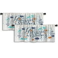 thumbnail image 1 of LALILO Kitchen Curtain Valance Happiness Waves Lettering Card Rod Pocket Window Curtain 52"x 18" Set of 2, 1 of 7