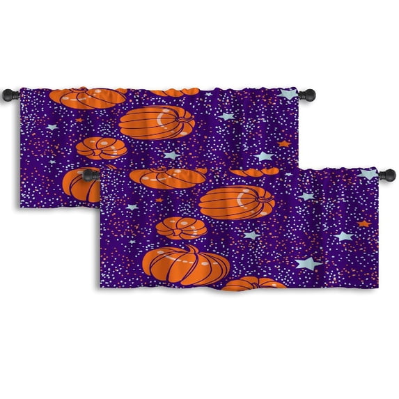LALILO Kitchen Curtain Valance Happy Halloween Autumn With Rod Pocket Window Curtain 52"x 18" Set of 2