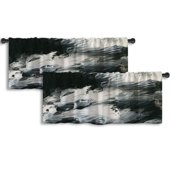 LALILO Kitchen Curtain Valance Happy Halloween Creative Rod Pocket Window Curtain 52"x 18" Set of 2