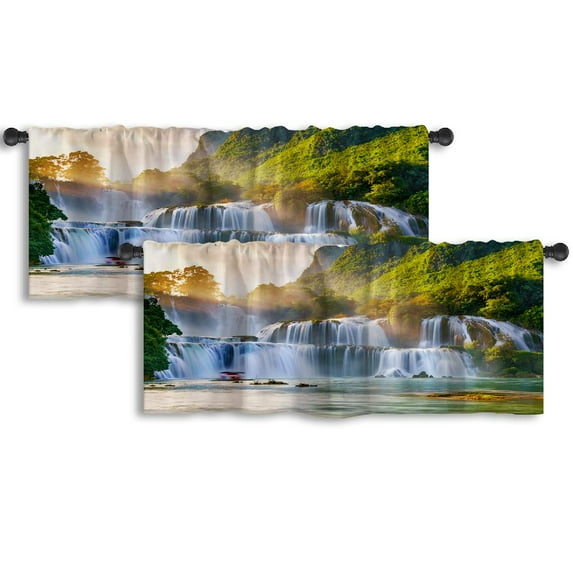 LALILO Kitchen Curtain Valance High Quality Free Stock Rod Pocket Window Curtain 52"x 18" Set of 2