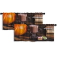 thumbnail image 1 of LALILO Kitchen Curtain Valance Hot Knitted Scarf Books Pumpkin Rod Pocket Window Curtain 52"x 18" Set of 2, 1 of 5