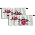 thumbnail image 1 of LALILO Kitchen Curtain Valance Human Skull Red Rose Rod Pocket Window Curtain 52"x 18" Set of 2, 1 of 7