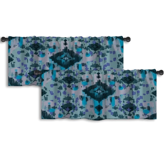 LALILO Kitchen Curtain Valance Ikat Geometric Tribal Case Rod Pocket Window Curtain 52"x 18" Set of 2