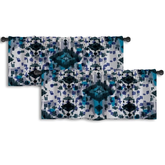 LALILO Kitchen Curtain Valance Ikat Geometric Tribal Case Rod Pocket Window Curtain 52"x 18" Set of 2