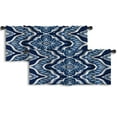 thumbnail image 1 of LALILO Kitchen Curtain Valance Ikat Tie Dye With Stripes And Rod Pocket Window Curtain 52"x 18" Set of 2, 1 of 5