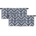 thumbnail image 1 of LALILO Kitchen Curtain Valance Indigo Dye Ethnic Floral Rod Pocket Window Curtain 52"x 18" Set of 2, 1 of 7
