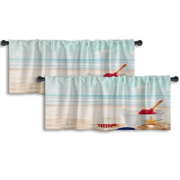 LALILO Kitchen Curtain Valance Knight Sword And Dragon Castle Rod Pocket Window Curtain 52"x 18" Set of 2