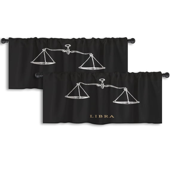LALILO Kitchen Curtain Valance Libra Zodiac Antique Rod Pocket Window Curtain 52"x 18" Set of 2