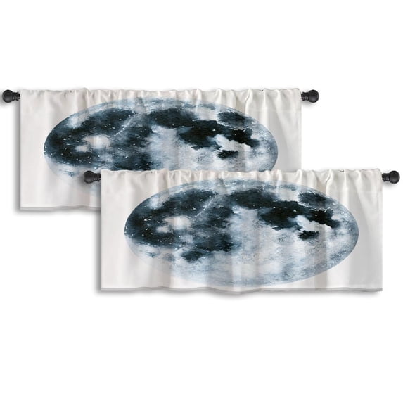 LALILO Kitchen Curtain Valance Lovely Cheerful Smiling Water Rod Pocket Window Curtain 52"x 18" Set of 2