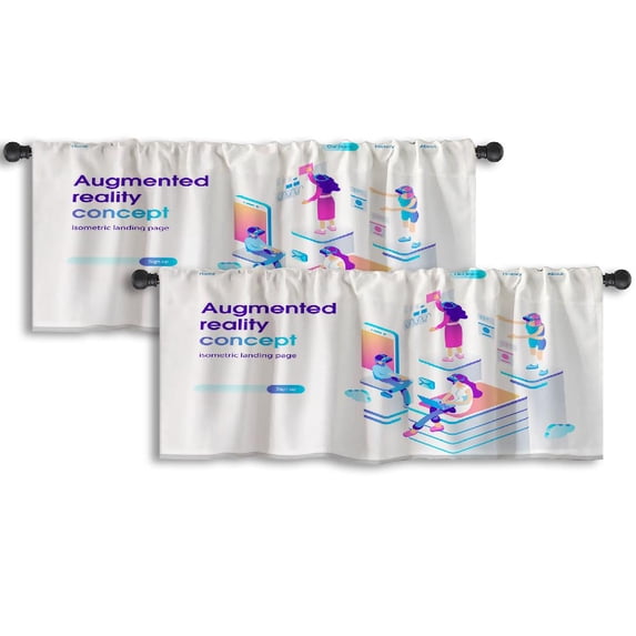 LALILO Kitchen Curtain Valance Magic Cat Unicorn Black Stress Rod Pocket Window Curtain 52"x 18" Set of 2