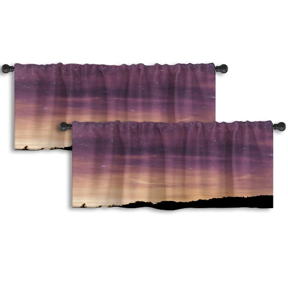 LALILO Kitchen Curtain Valance Magical Fantasy Look Milky Way Rod Pocket Window Curtain 52"x 18" Set of 2