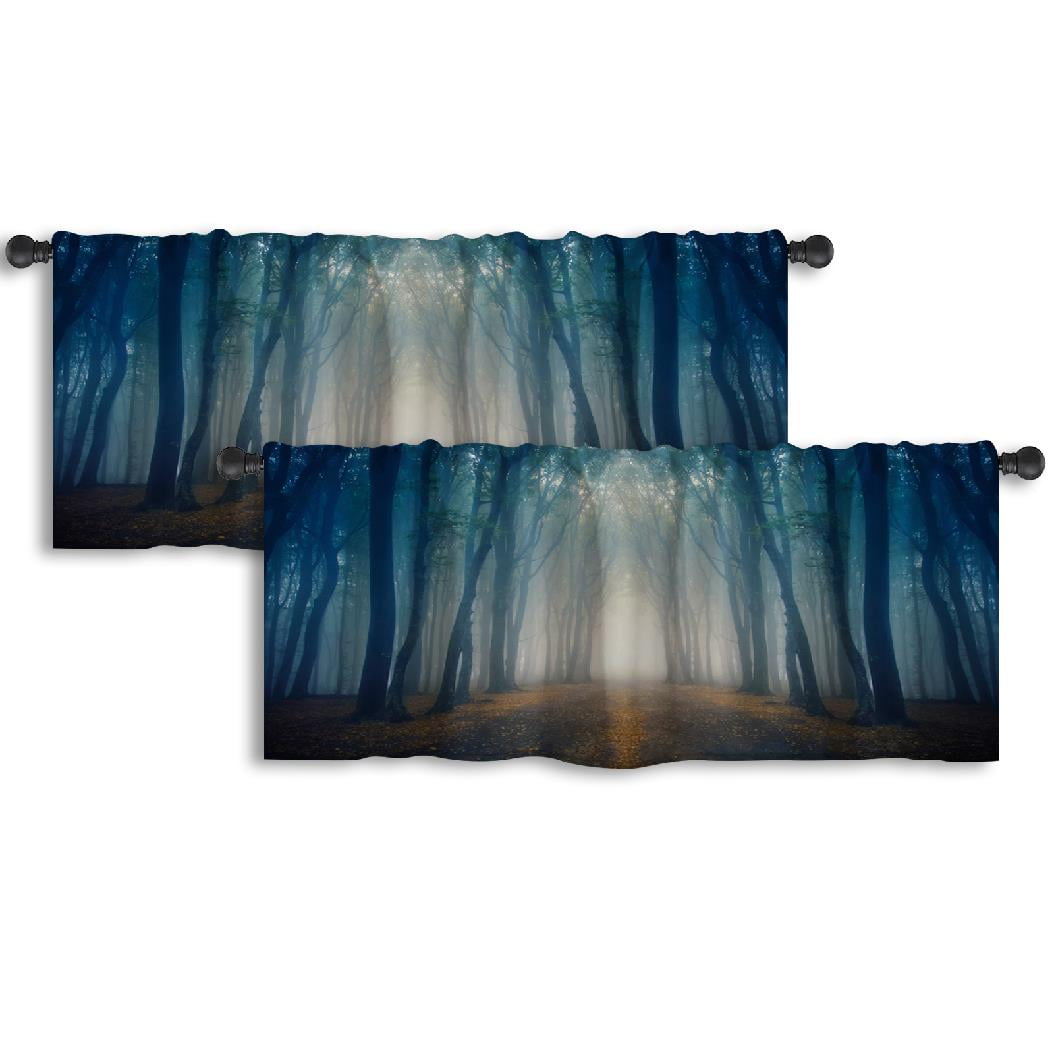 LALILO Kitchen Curtain Valance Magical Road Fantasy Forest Rod Pocket ...
