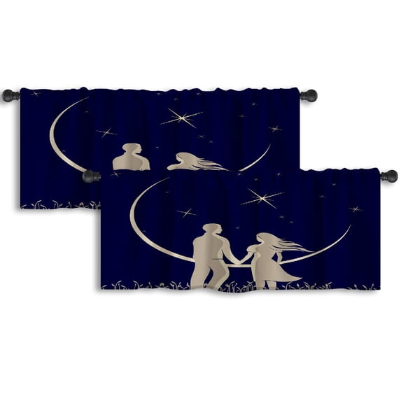 LALILO Kitchen Curtain Valance Man And Woman Nature Rod Pocket Window Curtain 52"x 18" Set of 2