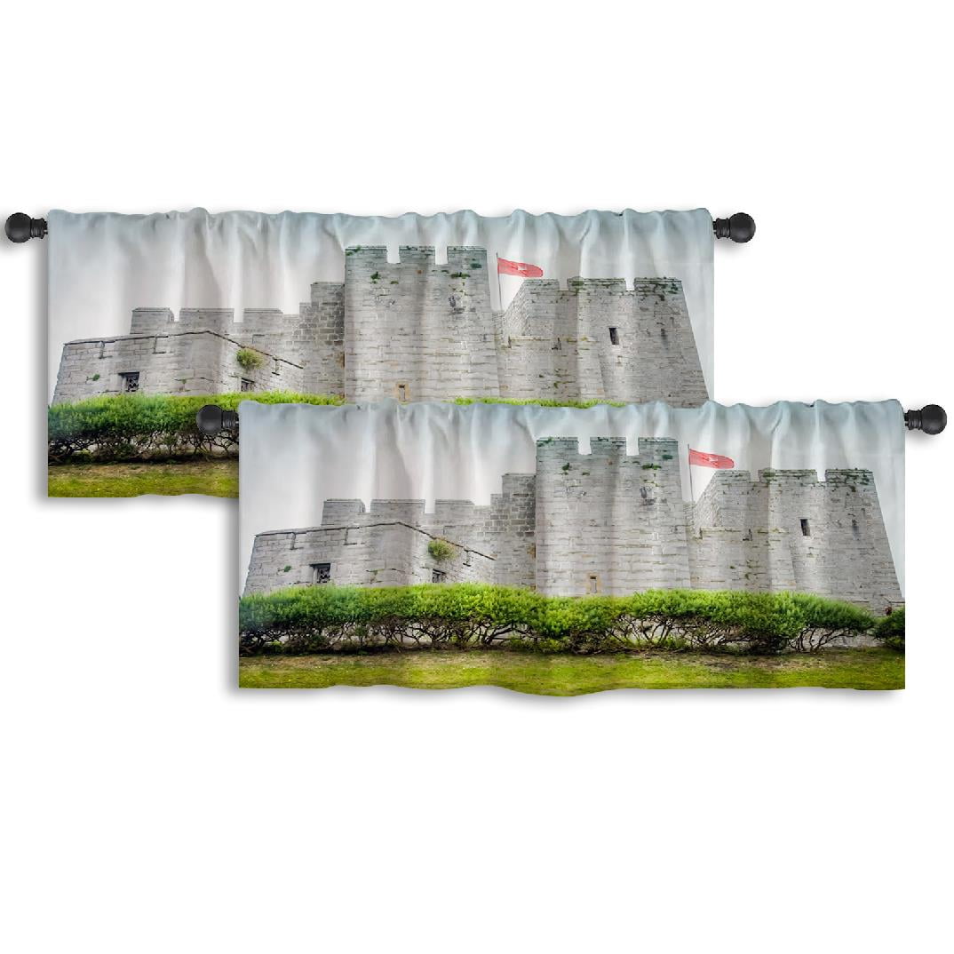 LALILO Kitchen Curtain Valance Man Medieval Castle Man Country Rod ...