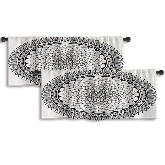 LALILO Kitchen Curtain Valance Mandala Vintage Decorative Rod Pocket Window Curtain 52"x 18" Set of 2