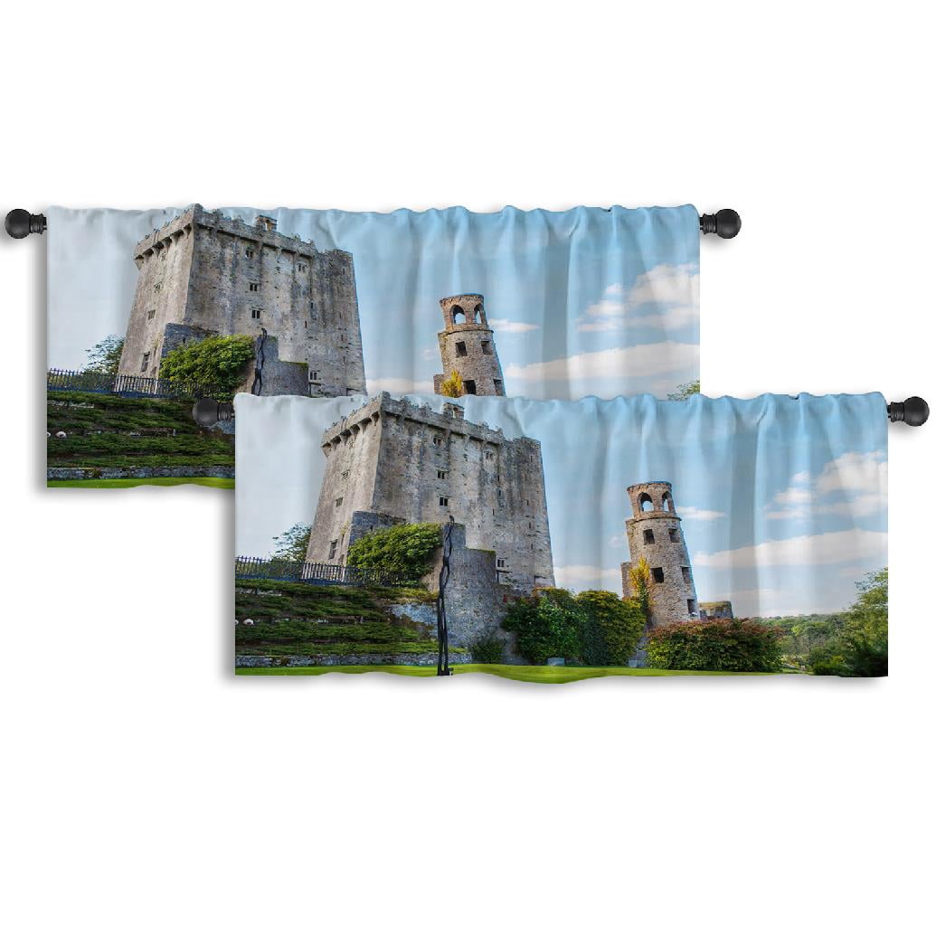 LALILO Kitchen Curtain Valance Medieval Castle Rod Pocket Window ...
