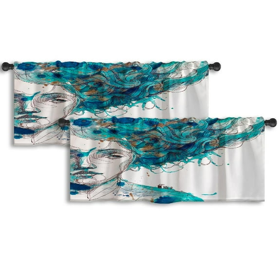 LALILO Kitchen Curtain Valance Merry Christmas Christmas Rod Pocket Window Curtain 52"x 18" Set of 2