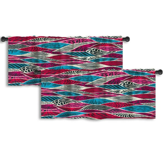 LALILO Kitchen Curtain Valance Mexican Repeat Art Aztec Rod Pocket Window Curtain 52"x 18" Set of 2