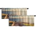 thumbnail image 1 of LALILO Kitchen Curtain Valance Woman Walking Sunset Beach Rod Pocket Window Curtain 52"x 18" Set of 2, 1 of 7