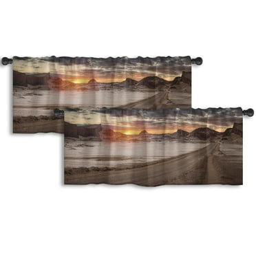LALILO Kitchen Curtain Valance Moon Valley Desert South Rod Pocket Window Curtain 52"x 18" Set of 2