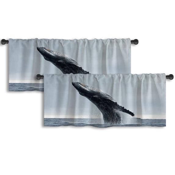 LALILO Kitchen Curtain Valance Morning Colorful Autumn Rod Pocket Window Curtain 52"x 18" Set of 2