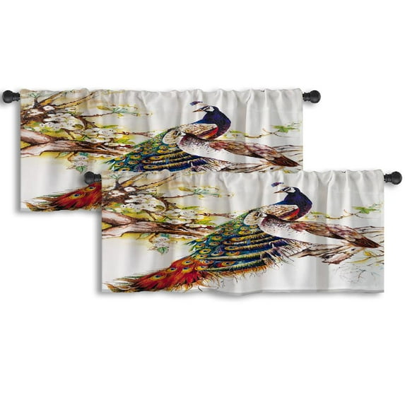 LALILO Kitchen Curtain Valance Multicolor Stain Ink Color Rod Pocket Window Curtain 52"x 18" Set of 2