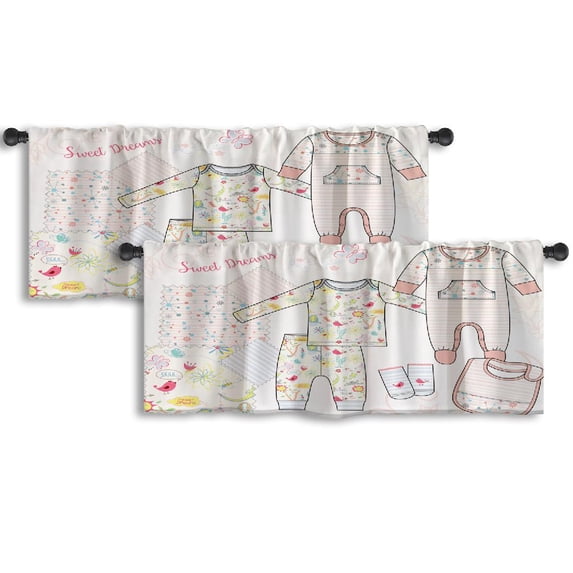 LALILO Kitchen Curtain Valance Newborn Baby Girl Fashion Rod Pocket Window Curtain 52"x 18" Set of 2