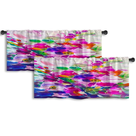 LALILO Kitchen Curtain Valance North Book Game Kids Game Rod Pocket Window Curtain 52"x 18" Set of 2