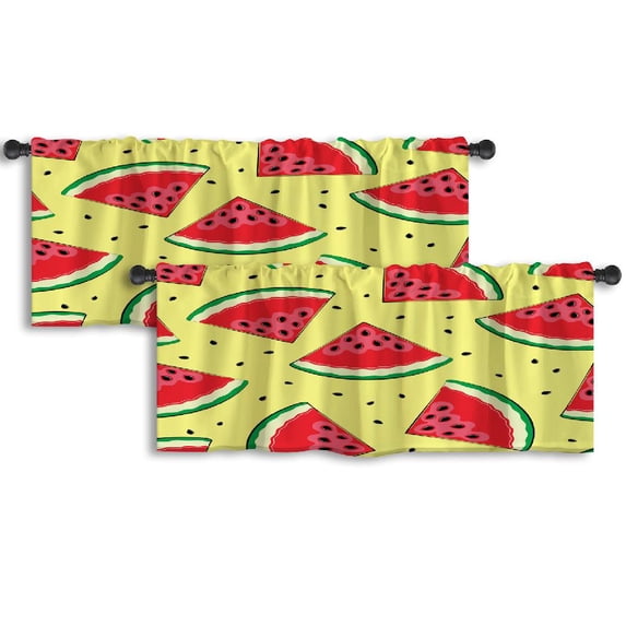 LALILO Kitchen Curtain Valance Origami Zombie Scary Pumpkin Rod Pocket Window Curtain 52"x 18" Set of 2