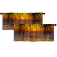 thumbnail image 1 of LALILO Kitchen Curtain Valance Palm Trees Sunset Rod Pocket Window Curtain 52"x 18" Set of 2, 1 of 6