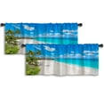 thumbnail image 1 of LALILO Kitchen Curtain Valance Paradise Beach Island Tropical Rod Pocket Window Curtain 52"x 18" Set of 2, 1 of 5
