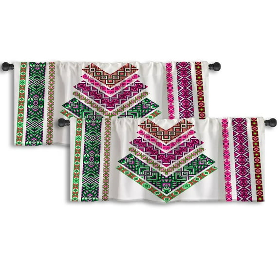 LALILO Kitchen Curtain Valance Patchwork Patchwork Corner Rod Pocket Window Curtain 52"x 18" Set of 2