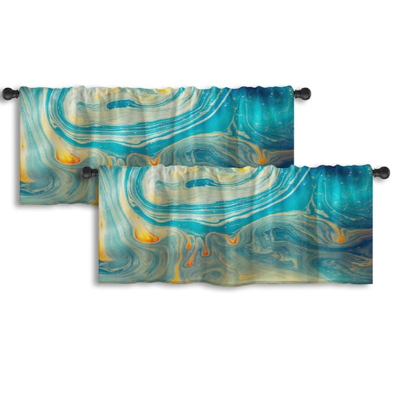 LALILO Kitchen Curtain Valance Psychedelic Bubble Light Rod Pocket Window Curtain 52"x 18" Set of 2
