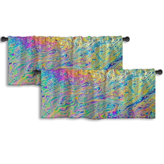LALILO Kitchen Curtain Valance Psychedelic Light Rod Pocket Window Curtain 52"x 18" Set of 2