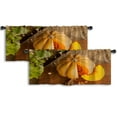 thumbnail image 1 of LALILO Kitchen Curtain Valance Pumpkin Wooden Board Green Rod Pocket Window Curtain 52"x 18" Set of 2, 1 of 7