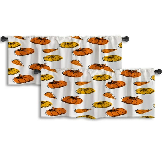 LALILO Kitchen Curtain Valance Pumpkins Pumpkins Autumn Art Rod Pocket Window Curtain 52"x 18" Set of 2