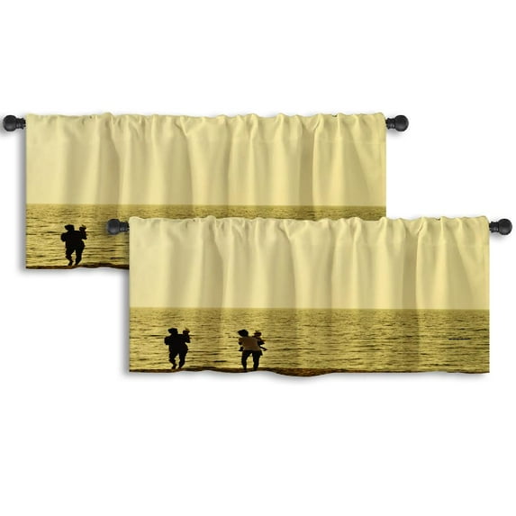 LALILO Kitchen Curtain Valance Pumpkins Watercolor Pumpkin Rod Pocket Window Curtain 52"x 18" Set of 2