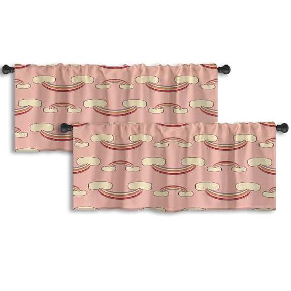 LALILO Kitchen Curtain Valance Rainbow Interior Cute Kids Rod Pocket Window Curtain 52"x 18" Set of 2