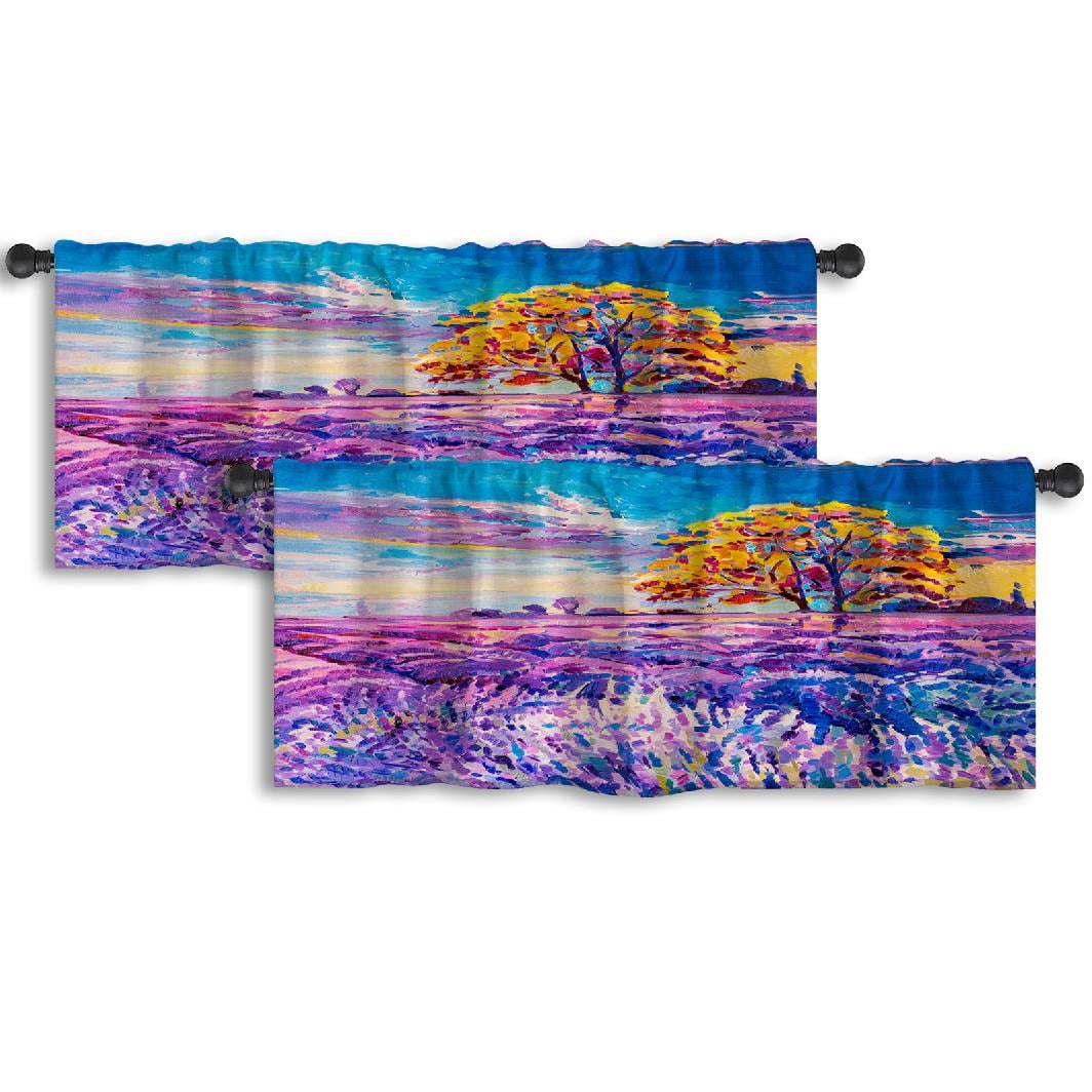 LALILO Kitchen Curtain Valance Religious World Nasa Fire Sky Rod Pocket