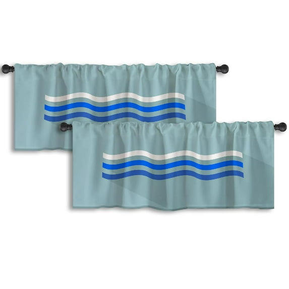 LALILO Kitchen Curtain Valance River Flat River Lake Aqua Rod Pocket Window Curtain 52"x 18" Set of 2