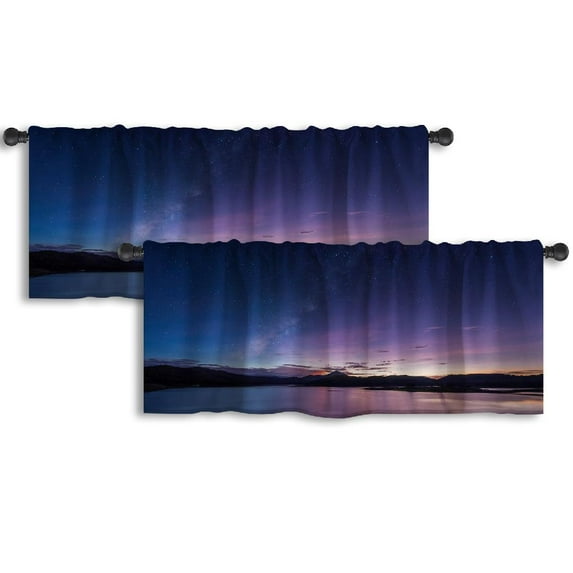 LALILO Kitchen Curtain Valance Road With Autumn Foliage Rod Pocket Window Curtain 52"x 18" Set of 2