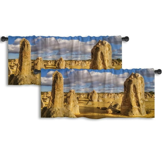 LALILO Kitchen Curtain Valance Rock Light National Park Rod Pocket Window Curtain 52"x 18" Set of 2