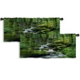thumbnail image 1 of LALILO Kitchen Curtain Valance Rocks Forest Waterfall Water Rod Pocket Window Curtain 52"x 18" Set of 2, 1 of 5