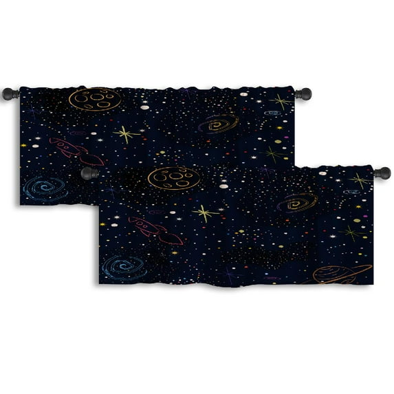 LALILO Kitchen Curtain Valance Rustic Wood Front Christmas Rod Pocket Window Curtain 52"x 18" Set of 2